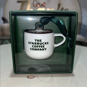 🎄 Starbucks 2025 Holiday Mini White Coffee Mug Glass Christmas Ornament in Box 🎁